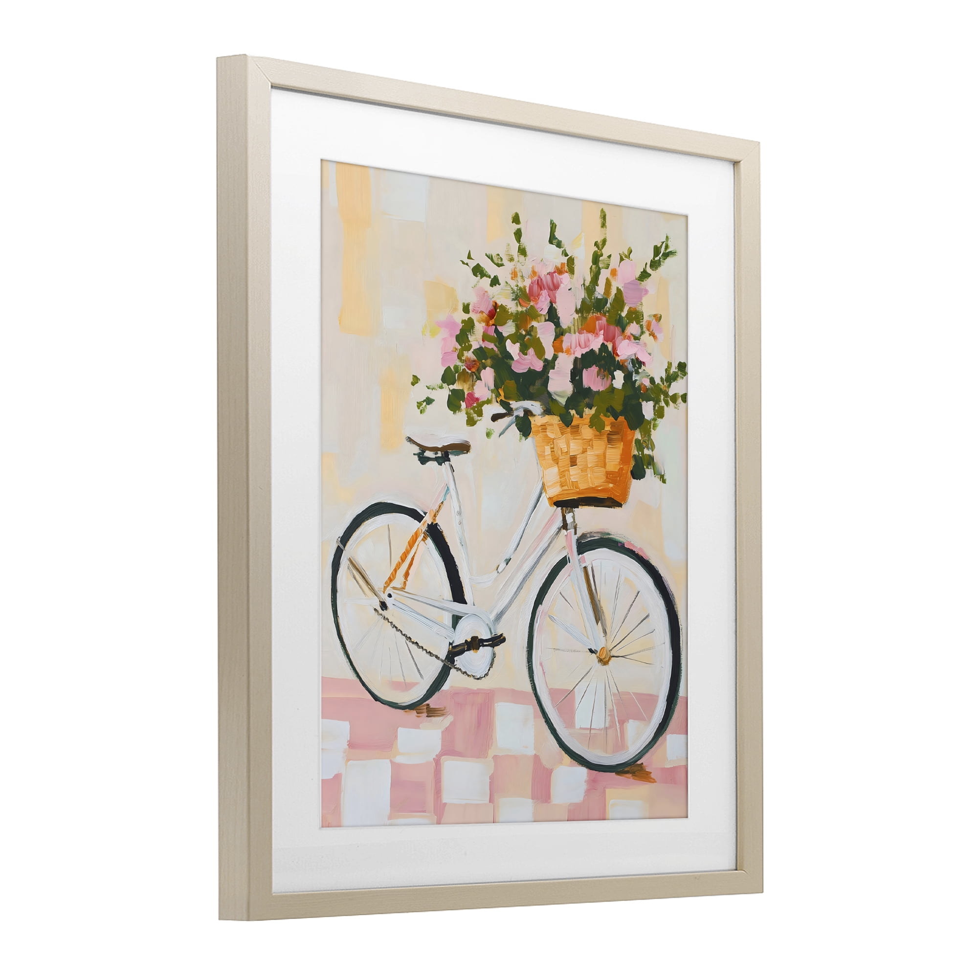 Stupell Industries Blooming Bicycle Basket Birch Framed Print Under Glass, design by The Prints Vibe
