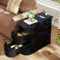 thumbnail image 5 of Tribesigns Wood End Table, 2-Drawer Narrow Side Table with Charging Station, 5 of 7