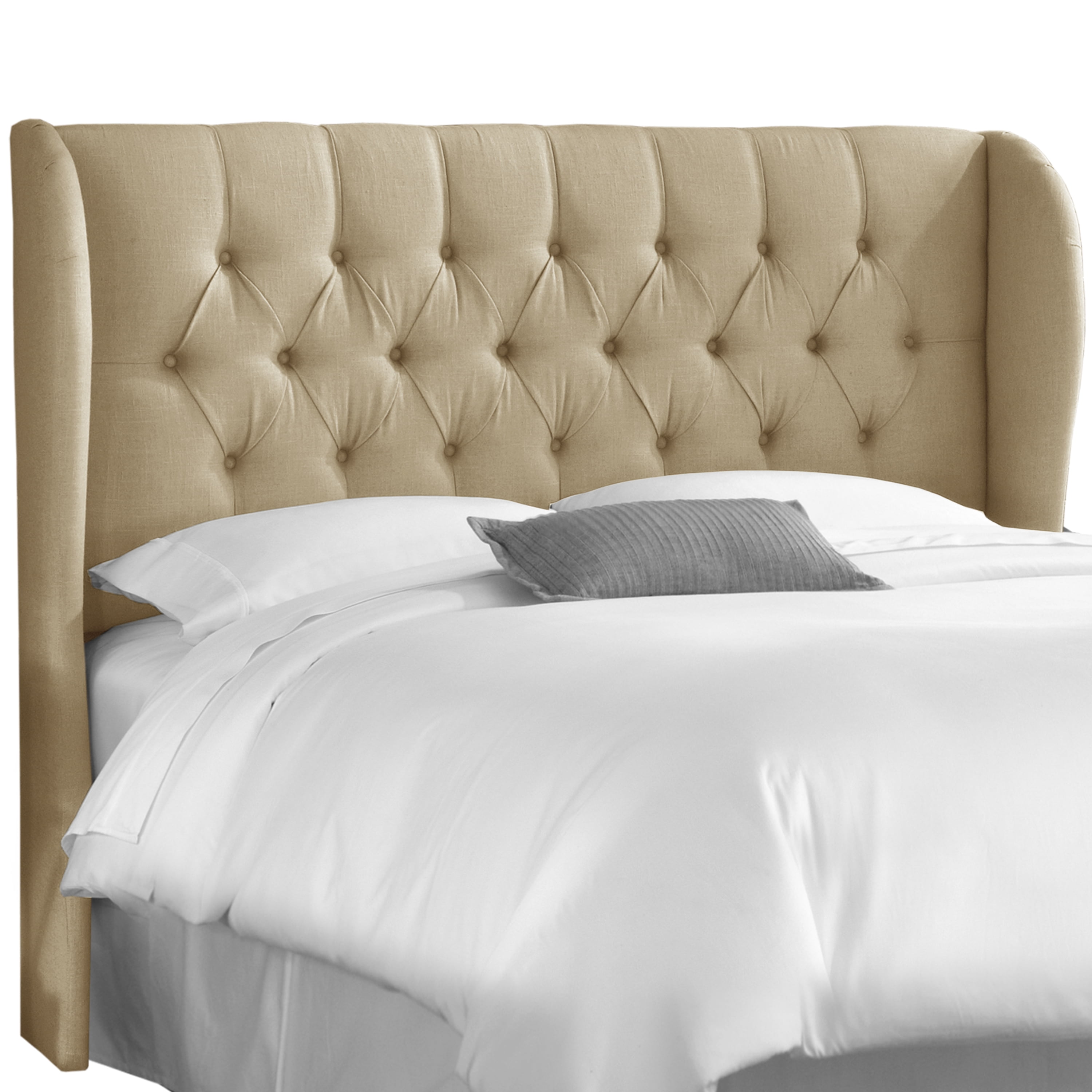 Marlow Tufted Wingback Sandstone Linen Upholstered Headboard, King