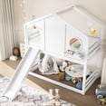 thumbnail image 4 of Bellemave Twin Over Twin Bunk Bed with Slide, Wood House-shape Floor Bunk Bed with Ladder and Storage, Space-saving Twin Loft Bed, No Box Spring Needed（White), 4 of 8