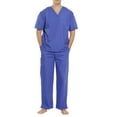 thumbnail image 1 of Unisex Scrub Sets / Medical Scrubs (V-Neck) (Galaxy Blue, Large), 1 of 3