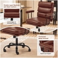 thumbnail image 6 of SOBREMESA Adjustable Rolling Swivel Computer Chair, Home Office Chair with Double Layer Cushion and Removable Armrests, Comfy Desk Chair with Smooth Wheels for Study Bedroom, Dark Brown, 6 of 7