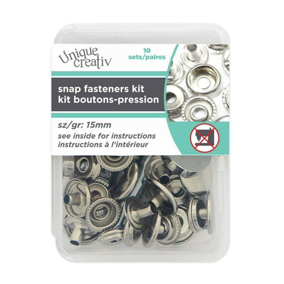 Unique Creativ 15mm Silver Snap Fastener Kit