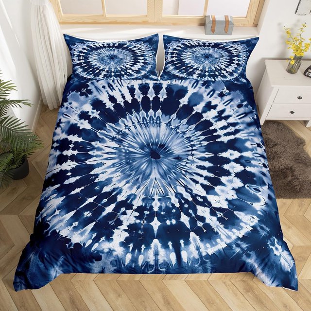 Tinte Funda de edredón púrpura espiral Swirl Funda nórdica Batik Gitana juego de cama