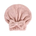 thumbnail image 3 of Toalla para secar el cabello, gorro de toallas de ducha, gorro portátil para cabello seco con nudo de lazo para tratamientos faciales de SPA, limpieza Rosa, 3 of 8