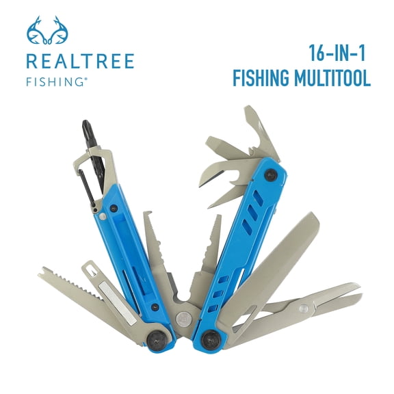 Realtree 16-in-1 Fishing Multitool – Titanium-Coated Steel with Pliers & Knife