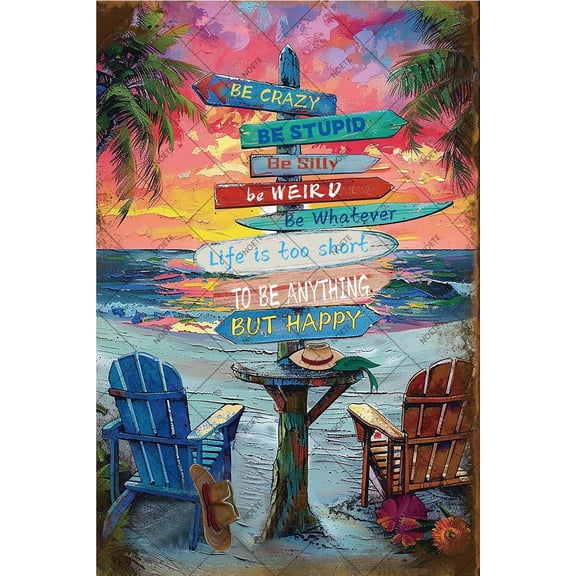 Noete Vintage Surfboard Wall Decor Retro Tin Sign 12x16 Inch, Beach Themed Metal Art for Home, Bar, Cafe & Office Surfboard Wall Art for Coastal Lovers