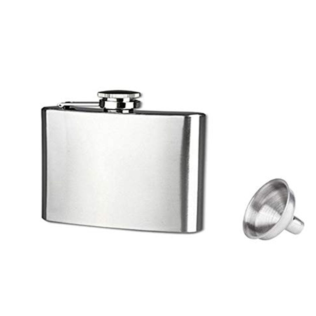 2~18oz Mini Stainless Steel Pocket Hip Flask Alcohol Flagon Keychain Funnel lot 