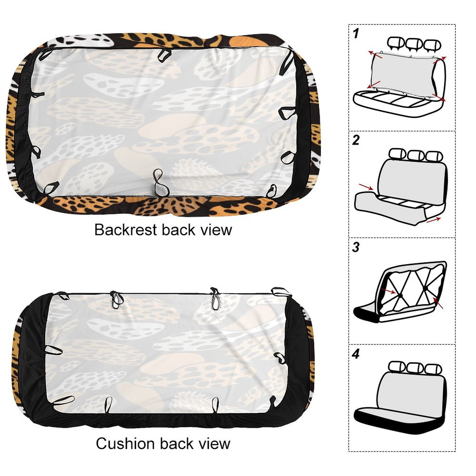 Animal Print Patterns Printed Universal Back Bench Car Seat Cover Pack of 2 Rear Seat Covers for for Most Cars,Trucks,SUVs Or Van