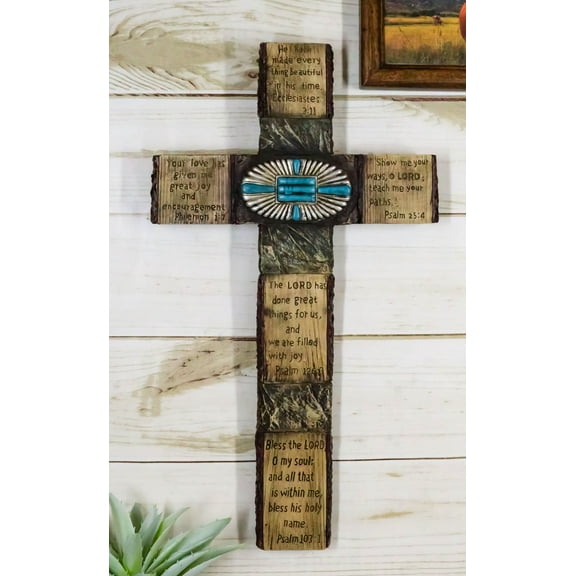 Rustic Western Scriptural Bible Verses Psalms Ecclesiastes Philemon Wall Cross