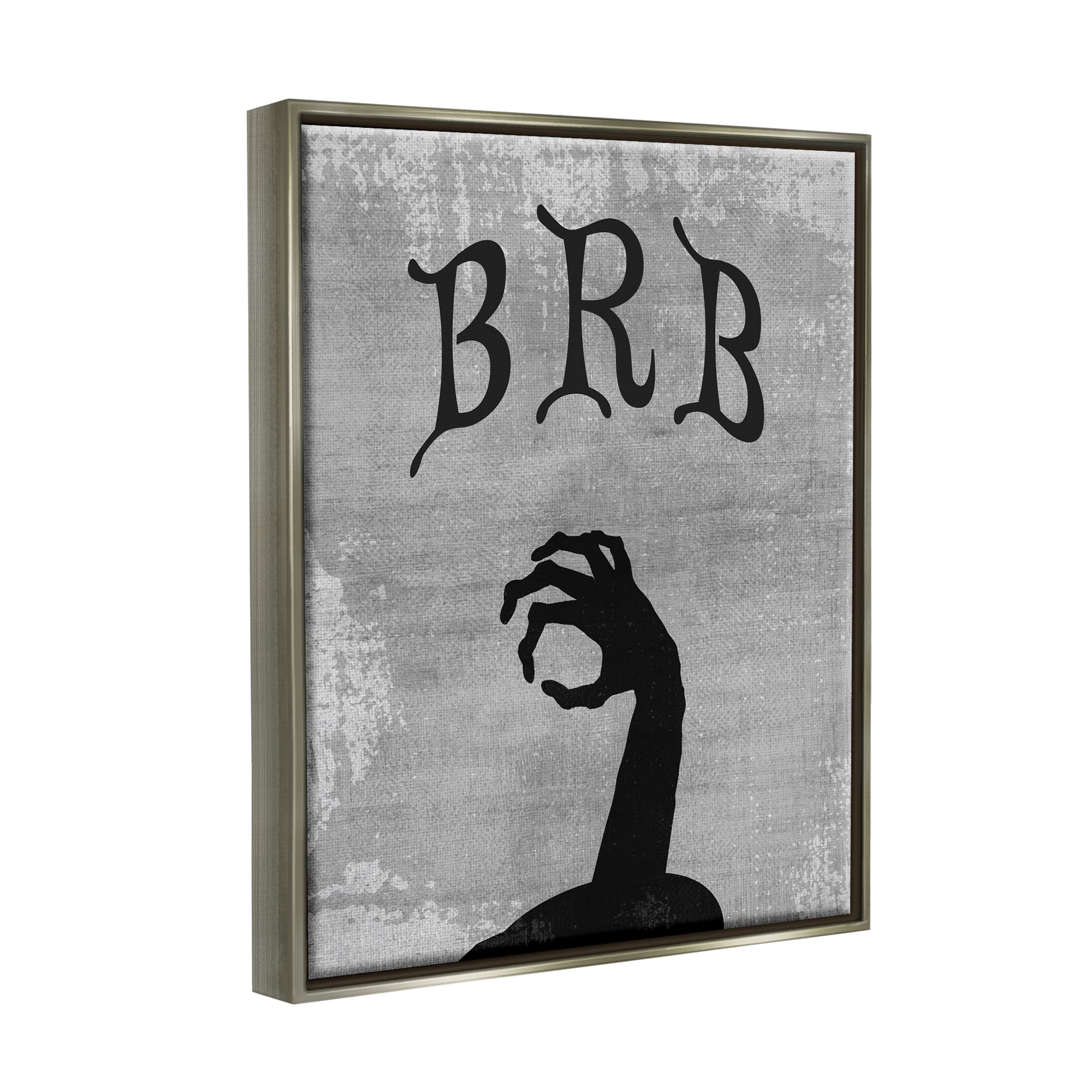 Stupell Industries BRB Zombie Graveyard Holiday Painting Gray Floater Framed Canvas Art Print Wall Art, 17 x 21