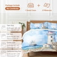 thumbnail image 6 of 3 Piece Nautical Blue Duvet Cover Set Queen Size,Microfiber Comforter/Quilt Cover with Corner Ties and 2 Pillowcases,Lighthouse Ocean Sailboat Summer Painting All Season Bedding with Zipper Closure, 6 of 8