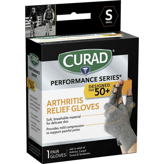 Curad Performance Series 50  Arthritis Relief Glove Aids in Arthritis, Small, 1 Pair