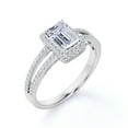 thumbnail image 3 of JeenMata 1.75 Carat Emerald Cut Moissanite Engagement Ring - Halo - Split Shank - in 18K White Gold over Silver, 3 of 7