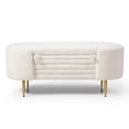 thumbnail image 5 of Pouseayar End of Bed Storage Bench, 47" Upholstered Comfy Sherpa Fabric Ottoman Bench with Storage, Entryway Bench Seat for Bedroom, White, 5 of 7