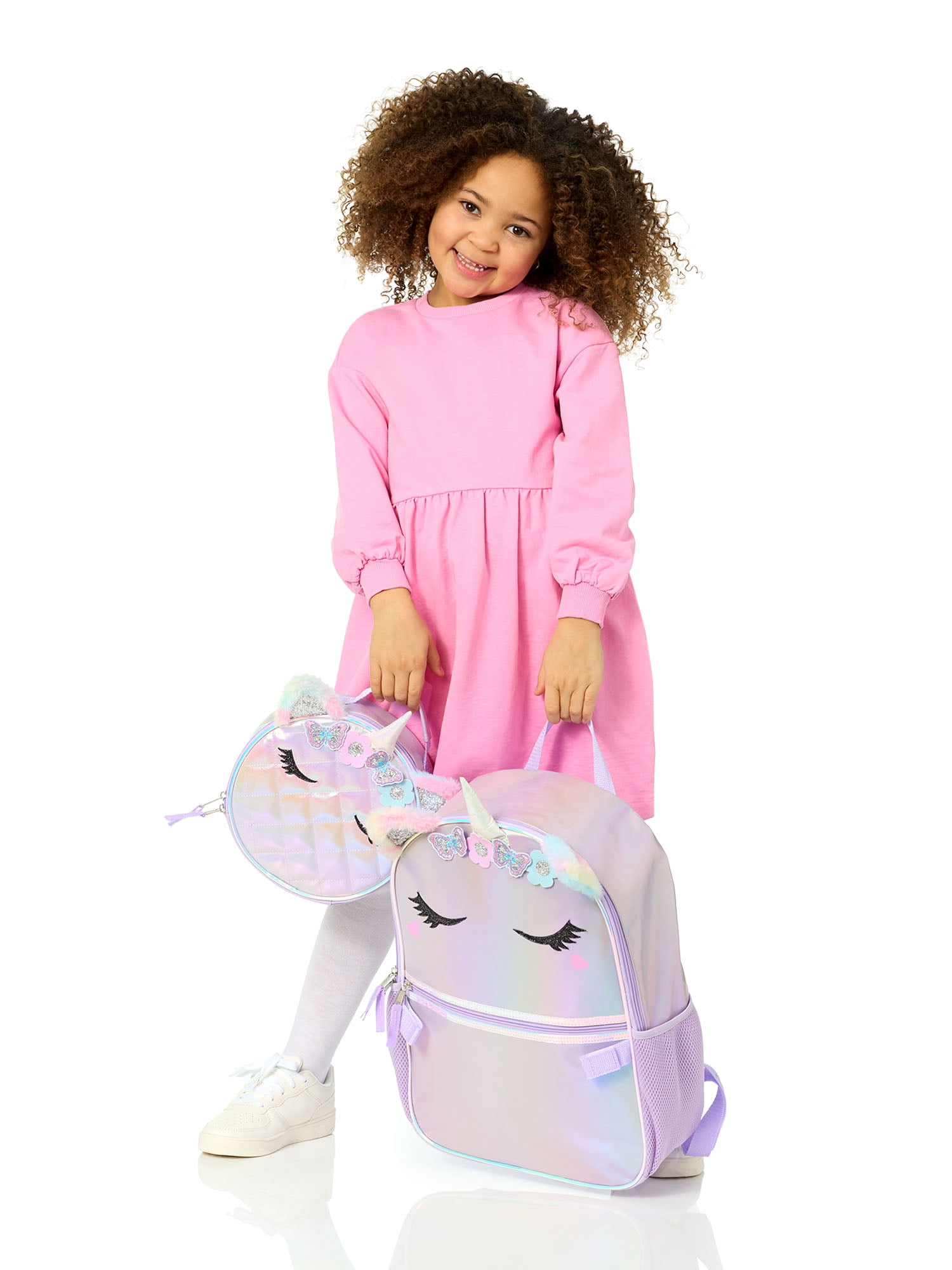 Wonder Nation Girl's 17" Unicorn Backpack & Lunch Box Set, Lavender