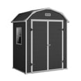 thumbnail image 4 of Heavy-Duty Black Resin Outdoor Storage Outdoor Storage with Floor - Lockable, Window & Vents - Waterproof Organizer for Tools, Bikes, Lawn Mower, Patio Furniture - 6x4.5 ft - Color: Black, 4 of 8