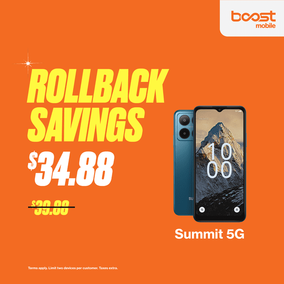 Boost Mobile Summit 5G, 64GB, Blue - Prepaid Smartphone