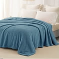 thumbnail image 4 of Whale Flotilla Twin Size Fuzzy Fleece Blanket, 60"x80" Fluffy Warm Soft Jacquard Bed Blankets for Fall Winter, Lightweight and Cozy, Slate Blue, 4 of 11
