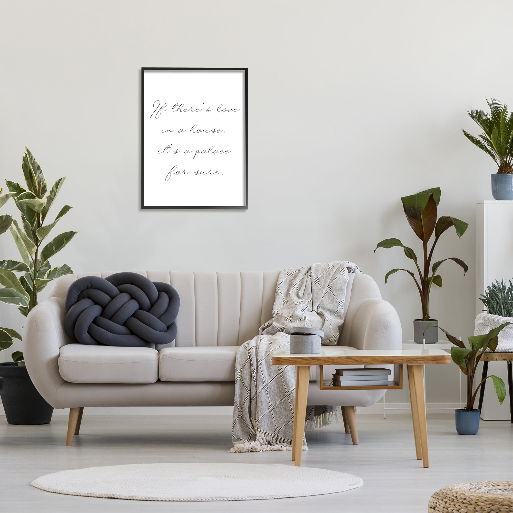 Stupell Industries Minimal Love In A House Inspirational Painting Black Framed Art Print Wall Art, 24 x 30