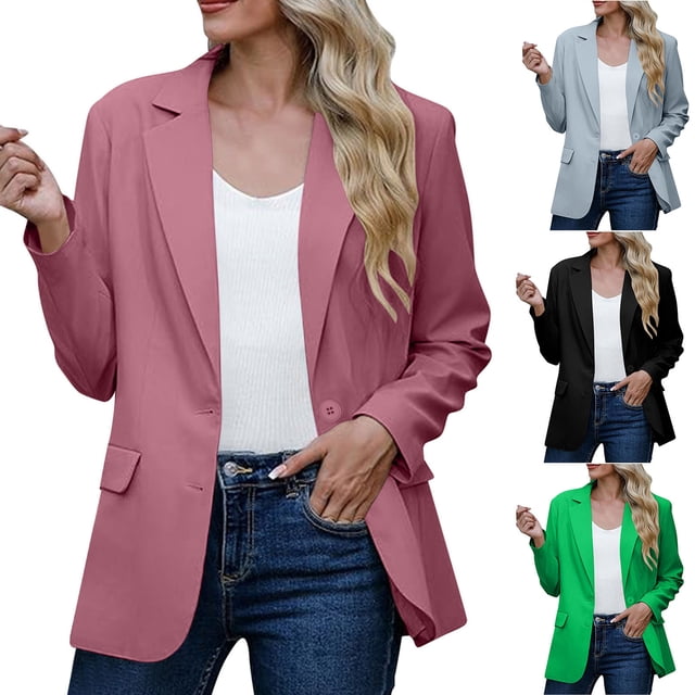 Sentmoon Blazer pour Femmes Col Rabattu Veste de Complet à Manches Longues pour Hommes Surdimensionnée Couleur Unie Ajustée Extensible Vêtements de Bureau pour Femmes Ravissant pour Réunions d'Affaires TTG