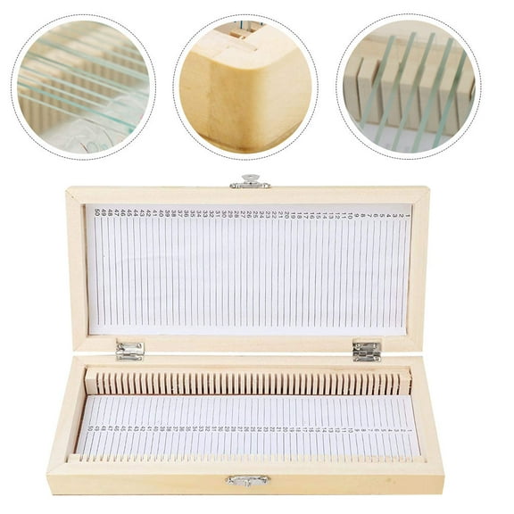DEEPCRAFF Microscope Slide Kit Wooden Case 1Pack Safe Storage For Slides 9.04X4.21X1.38Inch