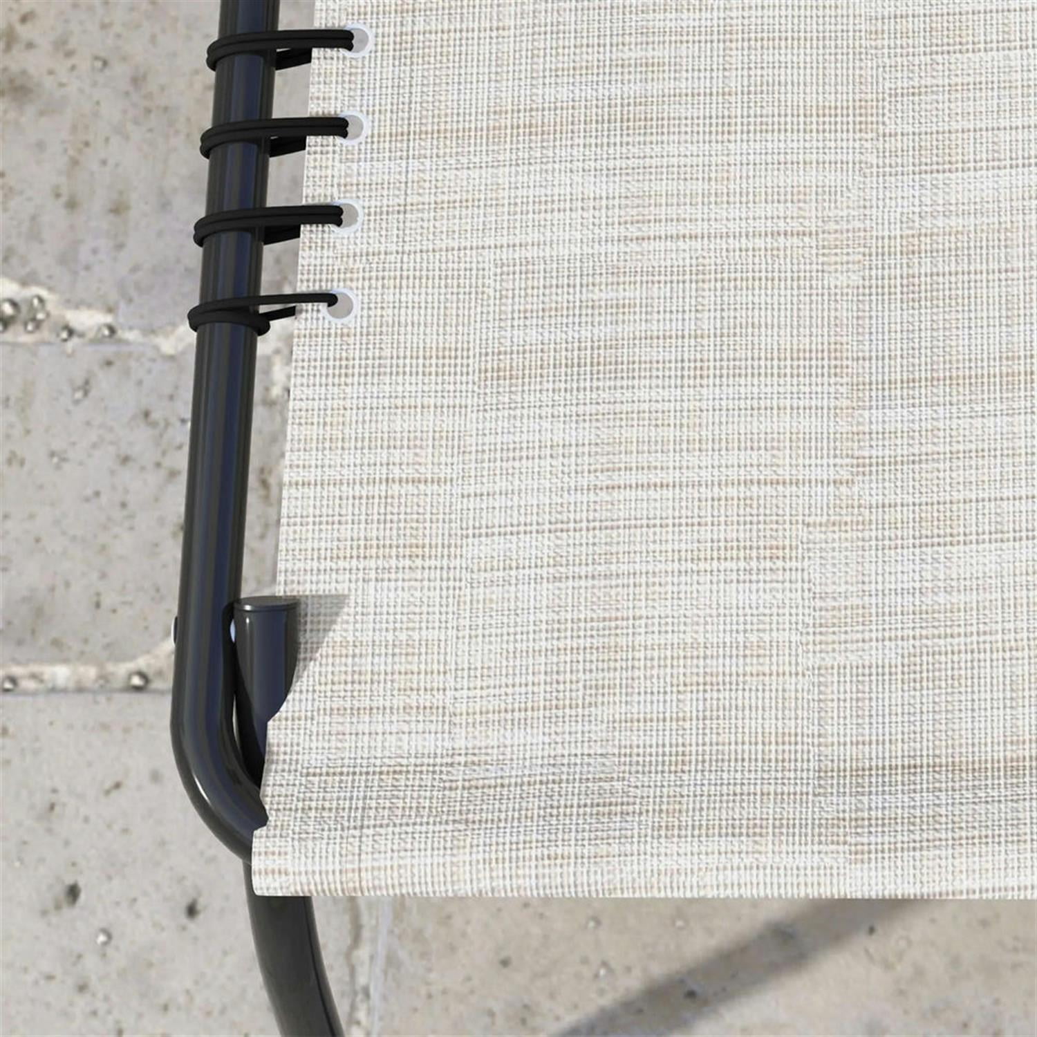 Demi Bonn Outdoor Folding Chaise Lounge Chairs Set of 2 with 4-Position Reclining Pillow-Back, Breathable Mesh Seat, Bungee for Pool, Beach, Patio, Beige