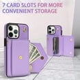 thumbnail image 4 of ELEHOLD for iPhone 15 Case Premium Leather Wallet with Back Organ Card Holders Kickstand Function Crossbody Shoulder Strap Luxury Shockproof Women Purse Cover ,purple, 4 of 5