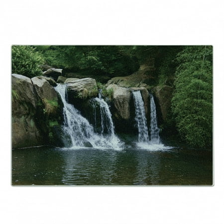 

Waterfall Cutting Board Streaming Water in the Forest Nature Freshness Tranquil Decorative Tempered Glass Cutting and Serving Board in 3 Sizes by Ambesonne