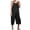 #01Black, variant on Women Casual Loose Wide Leg Jumpsuits Long Bib Pants Cotton Overalls with Pockets Red M