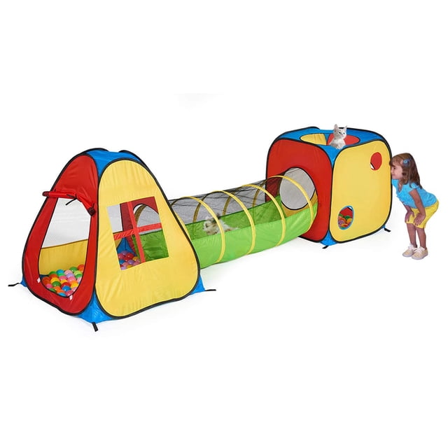 Tienda de campaña plegable UTEX 3 en 1 con túnel y piscina de bolas para niños