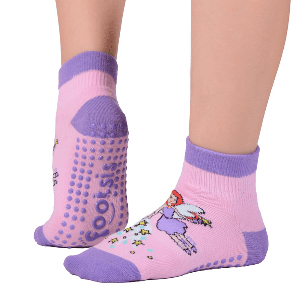 Footsis Non Slip Grip Socks for Yoga, Pilates, Barre, Home, Hospital ,Mommy  and Me classes Fairy 