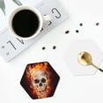 thumbnail image 5 of Disketp Satanic Skull In Flames In The Darkness Funny Coasters,4 Pcs Leather Coasters With Holder, Perfect Housewarming Hostess Gifts,Protect Furniture From Water Marks Scratch, 5 of 9
