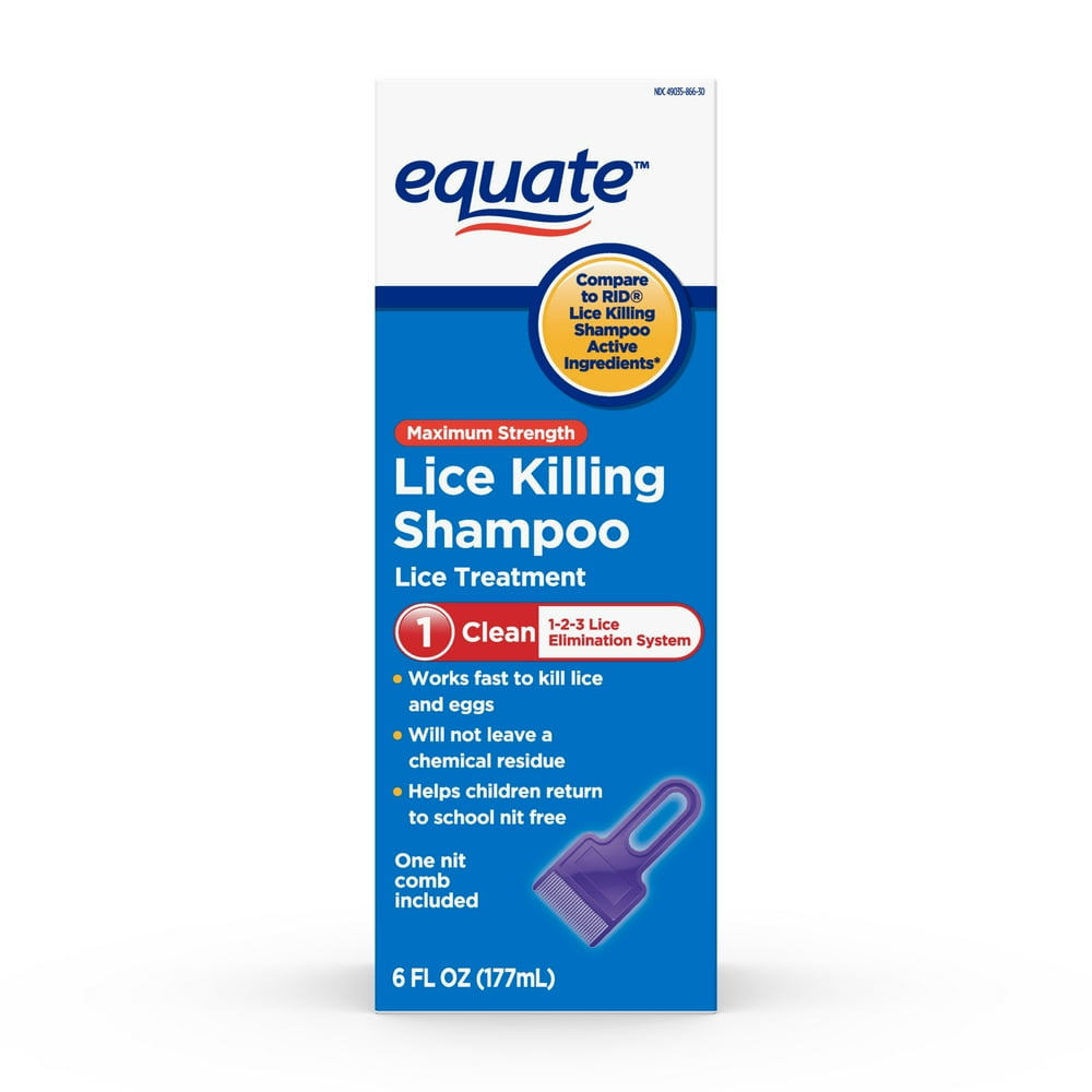 Equate Lice Killing Shampoo; Step 1 Lice Treatment For Kids and Adults