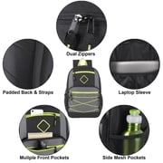 24 Pack of Bulk Wholesale 18.5 Inch Multi Pocket Dual Zipper Bungee Cord Laptop Backpacks for Gym, Travel and Commuting in Male Colors Pack