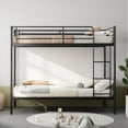 thumbnail image 5 of Noble House Twin Over Twin Metal Bunk Bed, Convertible Twin Beds with Guardrails & Ladder, Storage Space, Black, 5 of 5