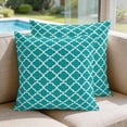 thumbnail image 2 of Pillow Covers 18x18 Set of 2, Teal Morocco Square Throw Pillow Covers for Couch/Sofa/Living Room, Ethnic Boho Minimalist Abstract Geometric Decorative Soft Pillowcases for Couch Throw Pillows, 2 of 9