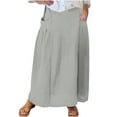 thumbnail image 1 of Tranfacy Jupes Maxi pour Femmes, Jupes d'Été pour Femmes, Jupe Imprimée Décontractée Unie pour Femmes Grande Taille avec Poche, Jupe Maxi Plissée d'Été à Taille Élastique, 1 of 5