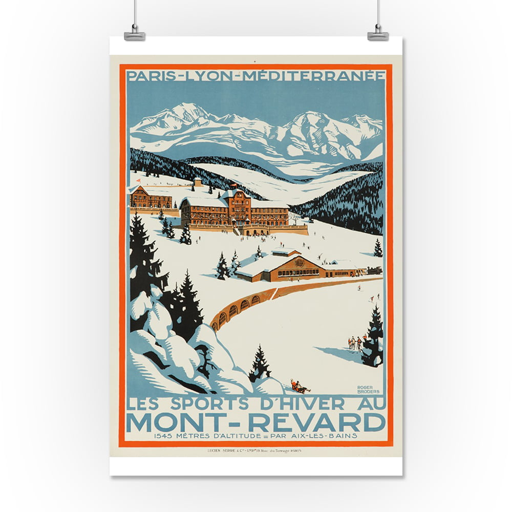 Mont Revard vintage winter sports ski resort travel poster repro 16x24 