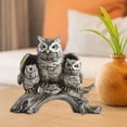 thumbnail image 4 of Esquirla Owl Figurines Owl Statue Tabletop Ornament Statue Owl Sculpture for Living Room Office Cabinet Decor NightStand Gray, 4 of 7