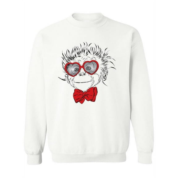 Valentines Monkey Sweatshirt Women -Image by Shutterstock, Female 5X-Large