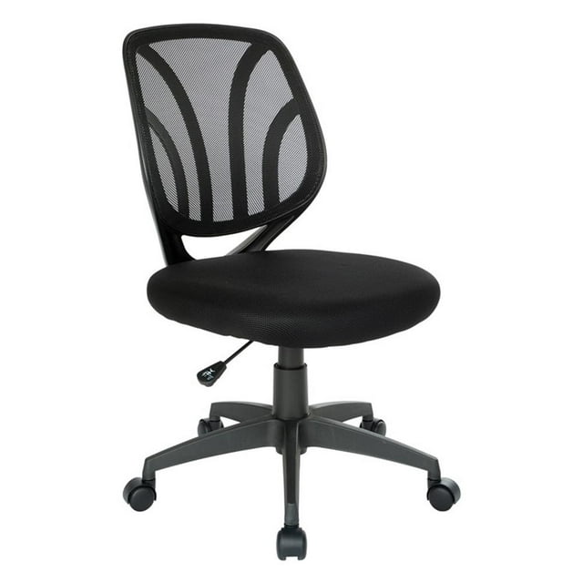 Screen Back Armless Task Chair with Black Mesh Back and Fabric Seat