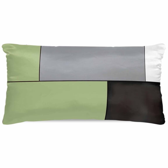 Sage Green Black Grey Pillow Cases Cal King Size, Smooth Satin Pillowcase for Hair and Skin, Modern Irregular Geometric Abstract Decorative Cooling Bed Pillow Covers with Zipper, 20x40 Inches