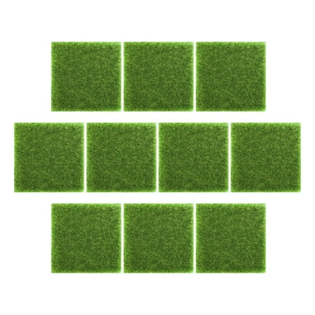 PAMINGONO Patio Fake Grass Green Turf Decoration Artificial Grass Mats Green Pp 10Pcs 5.9X5.9X0.2In