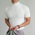 thumbnail image 6 of INCERUN Men Short Sleeve Shirts High Collar Tops Body Fit Casual Wear Bottoming Tshirts, 6 of 12