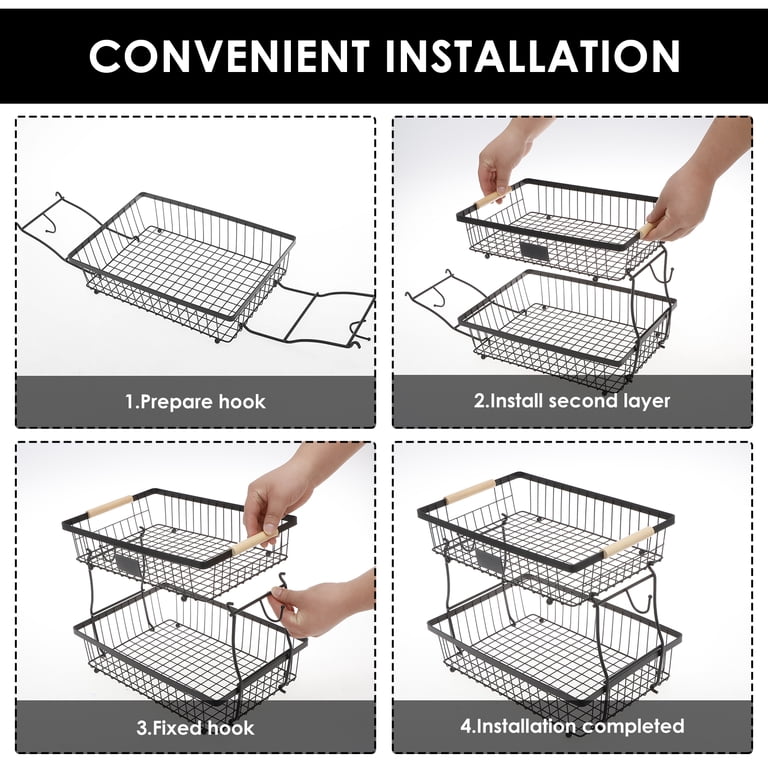 2 Tier Fruit Basket 2 Banana Hangers Countertop Fruit - Temu