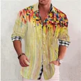 thumbnail image 1 of Camisa casual de diseño de solapa con estampado retro de manga larga para hombre de moda, suave y cómoda, de seda lisa, para hombre 2024, 1 of 6