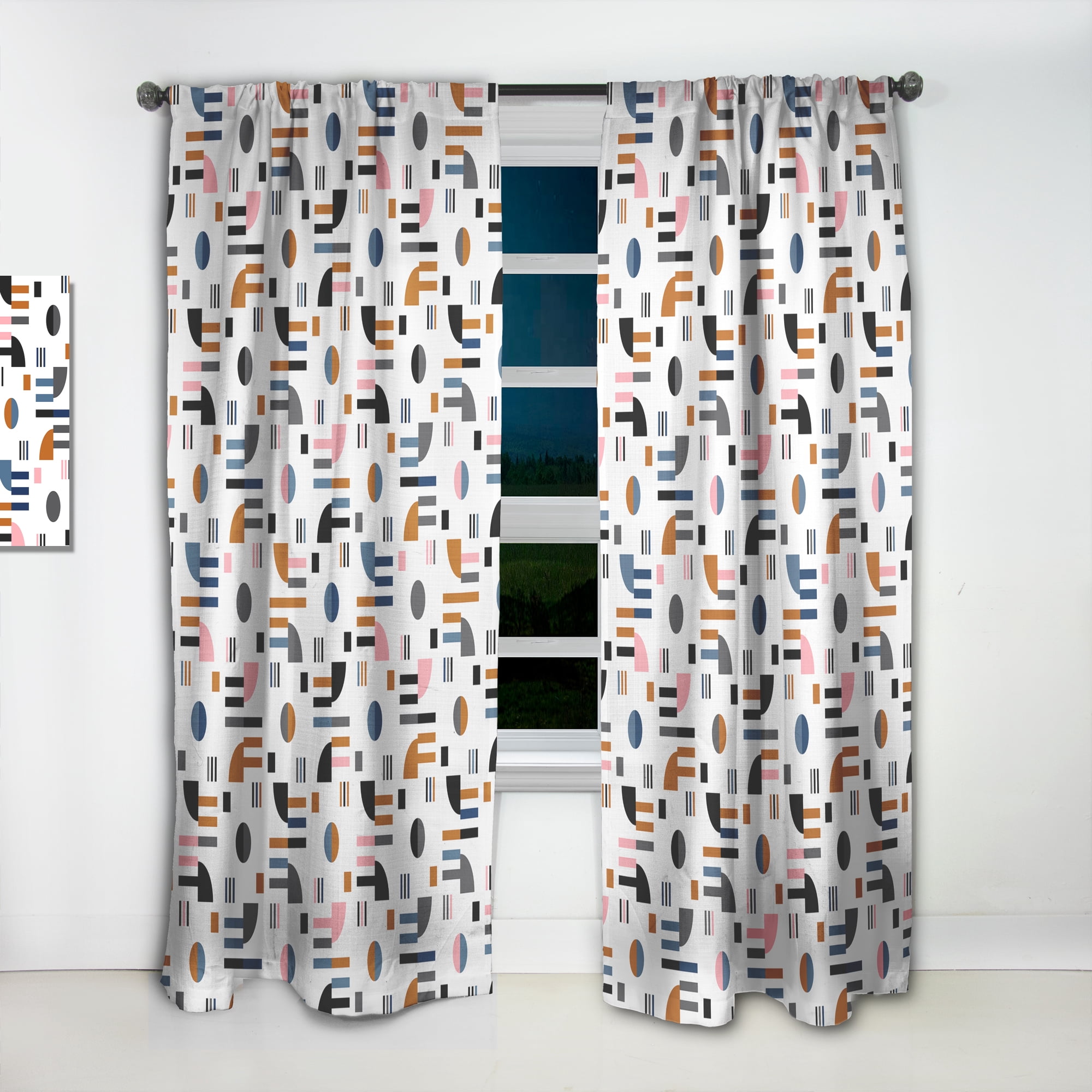 Designart 'Abstract Retro Design XVIII' Mid-Century Modern Curtain Panel
