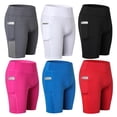 thumbnail image 6 of Women Breathable Short Pants, Sexy Mini Slim Black Fitness Quick-dry Shorts with Pocket High Elastic Sportswear, Rose Red M, 6 of 11