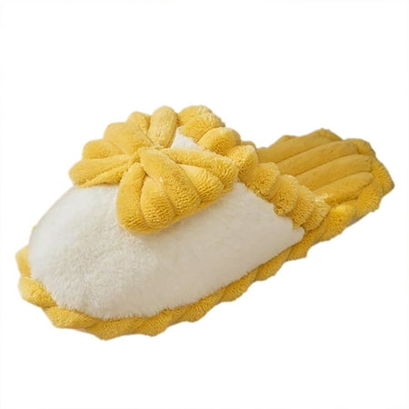 

Quealent Adult Women Shoes Fuzzy Womens Slippers Four Seasons Cute Slippers Home Non Slip Fpir Season Cloth Cotton Water Slippers for Women Yellow 8.5